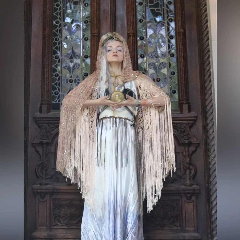 Bohemian Hooded Cloak Hand Beaded - Picture 11 of 12